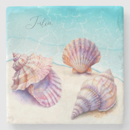 Eleganter tropischer Strand Seashells Pearls Nauti Steinuntersetzer