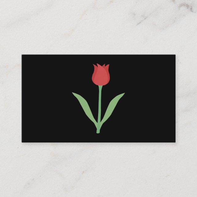 Eleganter Tulpe-Entwurf auf Schwarzem Visitenkarte (Vorderseite)