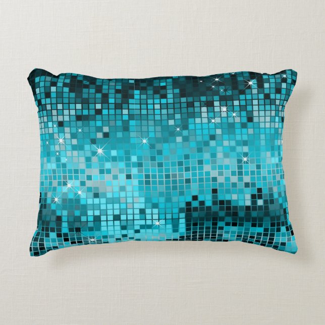 Eleganter Türkis Blue Glitzer & Glitzern Print Zierkissen (Vorderseite)
