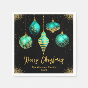 Eleganter Türkis- und Goldschmuck Weihnachten Serviette