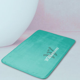 Eleganter Türkis Weiß Teal Monogramm Name Badematte