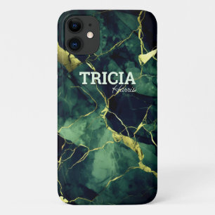 Eleganter türkisfarbener Marmor Imitate Gold Glitz Case-Mate iPhone Hülle