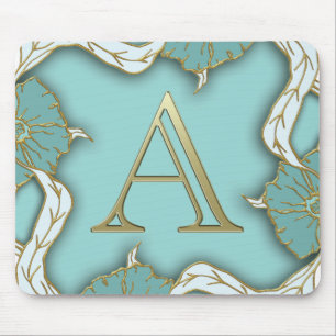 Eleganter, türkisfarbener Monogramm-Brief A Mousepad