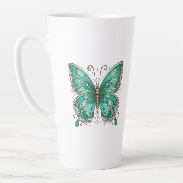 Eleganter türkisfarbener Schmetterling Grosser Milchtasse (Links)