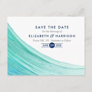 Eleganter türkisfarbener Tides Beach Save the Date Ankündigungspostkarte