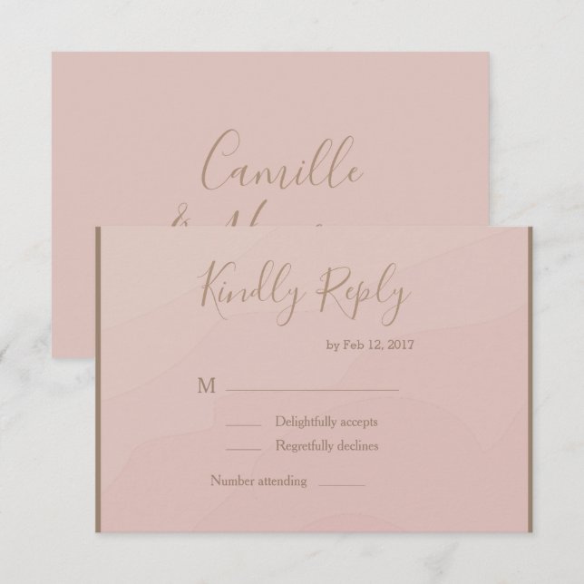Eleganter Typ Blush Korallen Aquarell Hochzeit rsv Einladung (Vorne/Hinten)