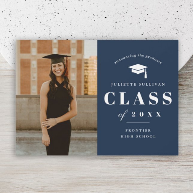 Eleganter Typ Foto Abschluss Magnetkarte Magneteinladung (Minimal type photo graduation announcement magnetic card.)