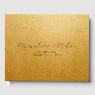 Eleganter Typ Skriptserif Custom Gold Wedding Gästebuch