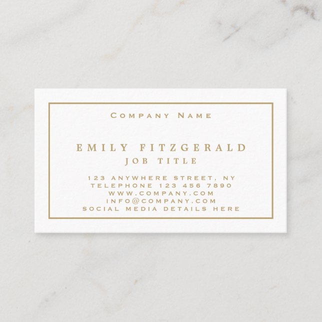 Eleganter typografischer Gold- und Line-Rand Visitenkarte (Vorderseite)