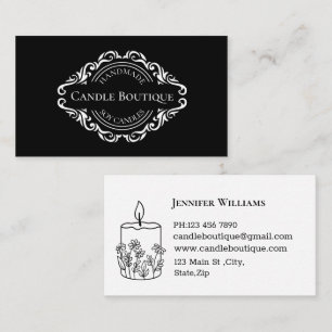 eleganter typografischer Kerzenmacher schwarz-weiß Visitenkarte