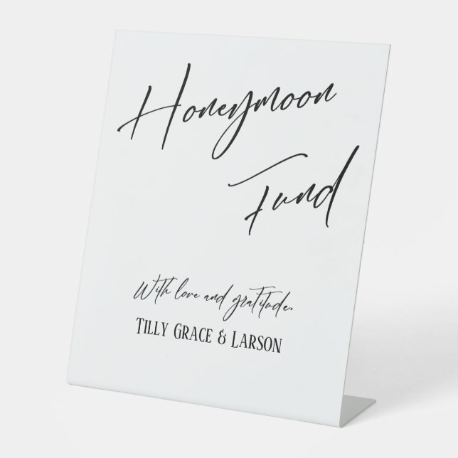 Eleganter Typografy Simple Honeymoon Fund White Sockelschild (Vorderseite)