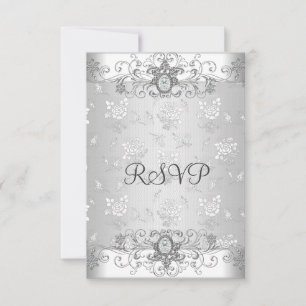 Eleganter UAWG Silver White Diamond Lace RSVP Karte