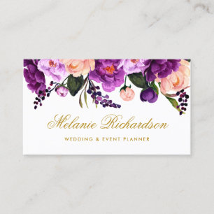 Eleganter ultravioletter lila GoldWatercolor mit Visitenkarte