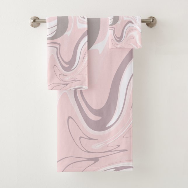 Eleganter unbedeutender rosa und weißer badhandtuch set (Insitu)