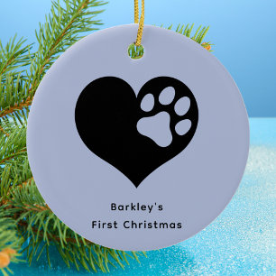 Eleganter und einfacher Welpenhund Erste Weihnacht Keramik Ornament