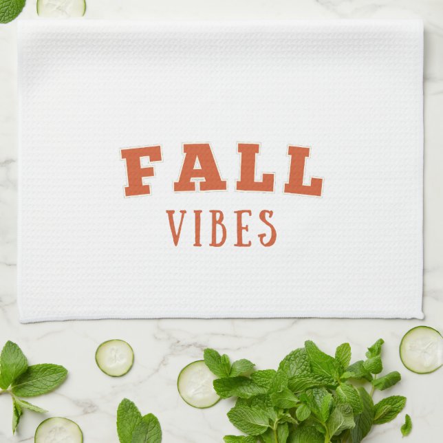 Eleganter und minimaler Fall | Fall Vibes White Geschirrtuch (Gefaltet)