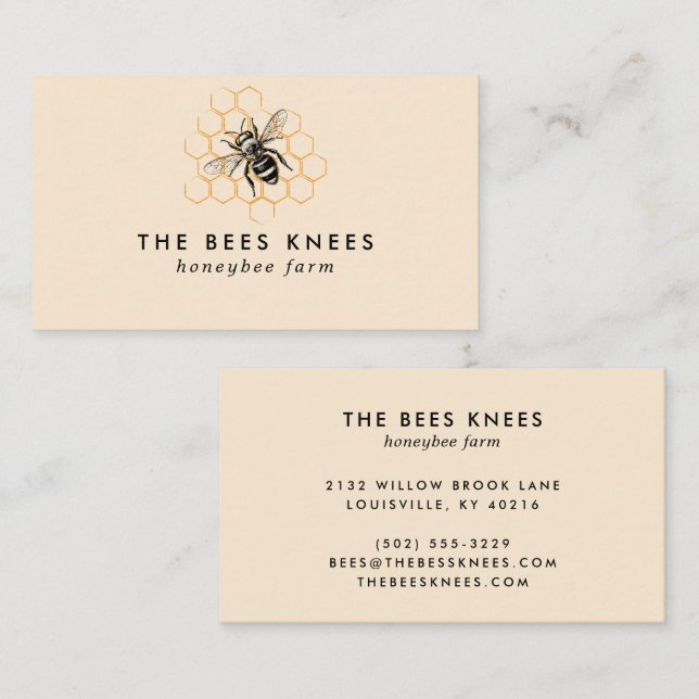Eleganter und Minimalistischer Honigbier Visitenkarte (Vorne/Hinten)