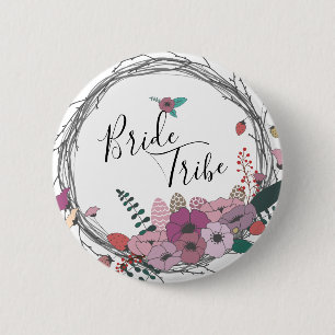 Eleganter und moderner Blume-Kranz-Stamm Button
