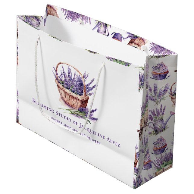 Eleganter und moderner Blume-Shop Große Geschenktüte (Vorderseite Schrägansicht)