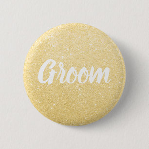 Eleganter und moderner Goldberg Glitzer Hochzeit Button