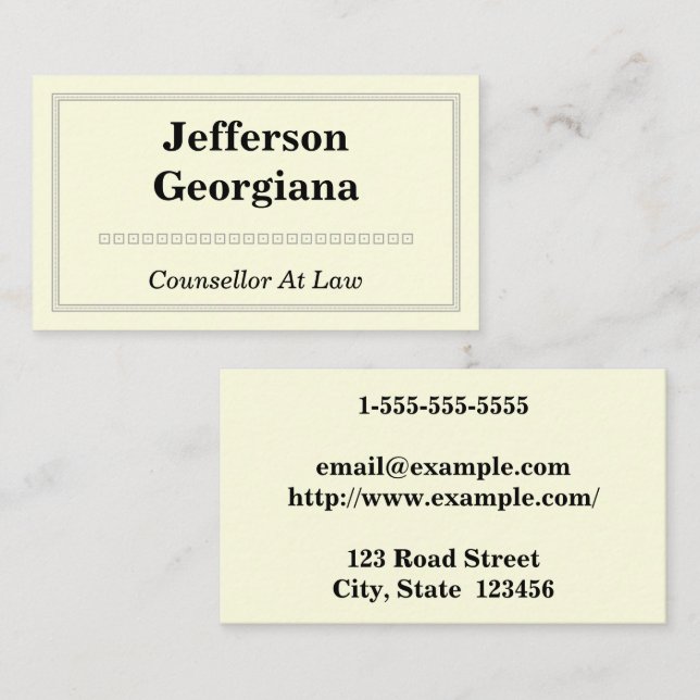 Eleganter und moderner Rechtsberater Business Card Visitenkarte (Vorne/Hinten)