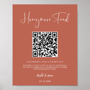 Eleganter und moderner Terracotta Honeymoon Fund Q Poster