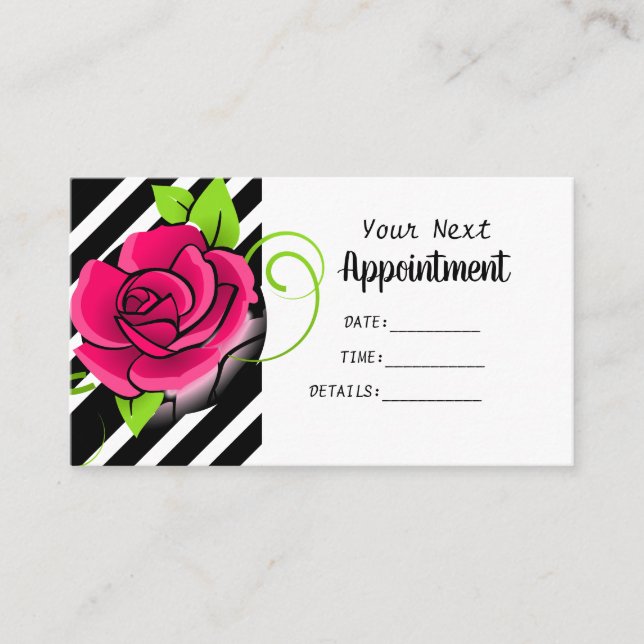 Eleganter und Niedlich rosa Rose Schwarz-weiß gest Terminkarte (Vorderseite)