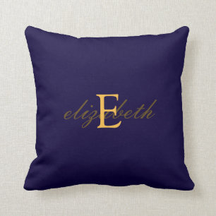Eleganter und verzierter Monogramm-Gurt - blaues Kissen