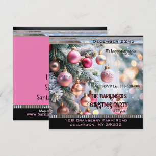 Eleganter Urlaub Rosa Schönes Weihnachtsfest Party Einladung