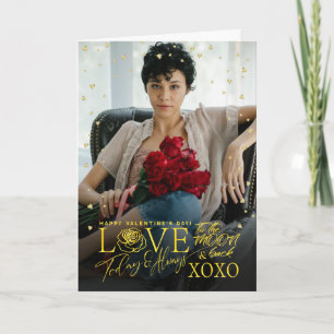 Eleganter Valentinstag-Goldherzen-Rahmen Karte