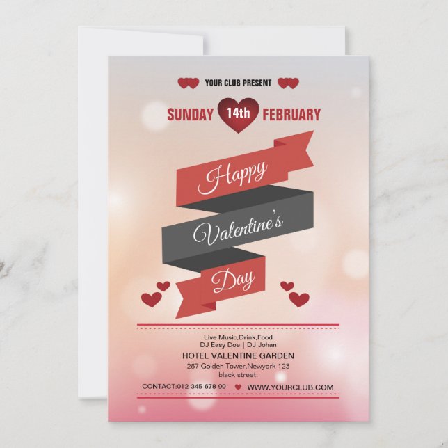 eleganter Valentinstag Party Flyer Einladung (Vorderseite)