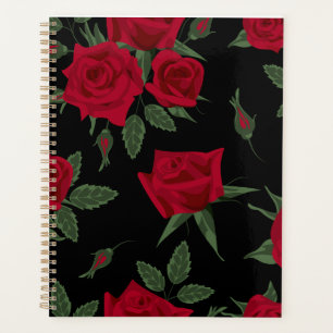 Eleganter Valentinstag Schwarz & Rote Rose Planer