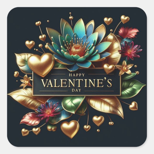 Eleganter Valentinstag Umschlag Aufkleber (Vorderseite)