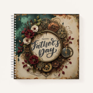 Eleganter Vatertag Steampunk und Blumen Notizbuch