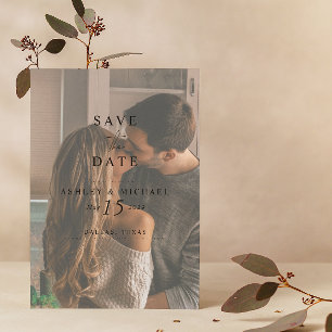 Eleganter Vellum QR Code Aquarell Foto Hochzeit Save The Date