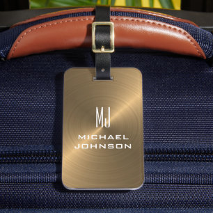 Eleganter, vergoldeter metallischer Mit Monogramm Gepäckanhänger