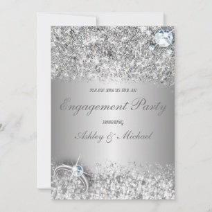 Eleganter Verlobungsparty Chic silberner Glitzer Einladung
