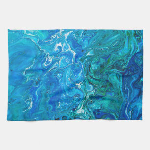 Eleganter verrückter Spitze-Achat 2 - blaues Aqua Geschirrtuch