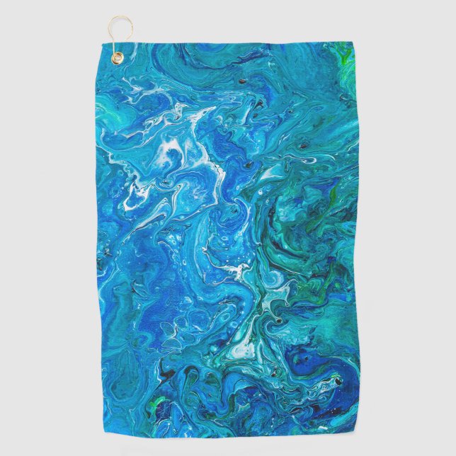 Eleganter verrückter Spitze-Achat 2 - blaues Aqua Golfhandtuch (Vorderseite)