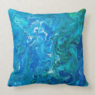 Eleganter verrückter Spitze-Achat 2 - blaues Aqua Kissen