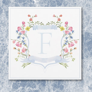 Eleganter verstaubter blauer Pastell-Wildblumen-Wa Dankeskarte