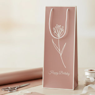 Eleganter verstaubter Rosen einfaches Blumenname Geschenktüte Für Weinflaschen