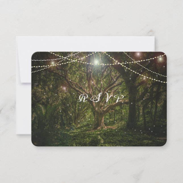 Eleganter, verzauberter Wald, Waldhochzeit RSVP Karte (Vorderseite)