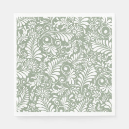 Eleganter Verziert Swirl Rette Grüne Blumenhochzei Serviette