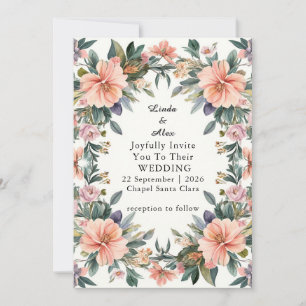 Eleganter, verzierter Blumenrahmen für Hochzeiten Einladung