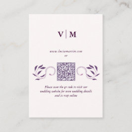Eleganter Verzierter, geflorierter QR-Code Hochzei Begleitkarte