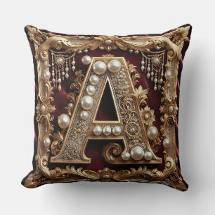 Eleganter verzierter goldener Buchstabe A, verzier Kissen