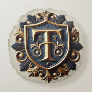 Eleganter Verzierter Heraldischer Schild Rundes Kissen