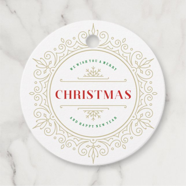 Eleganter Verzierter Rahmen Feiertag Gruß Geschenkanhänger (Vorderseite)