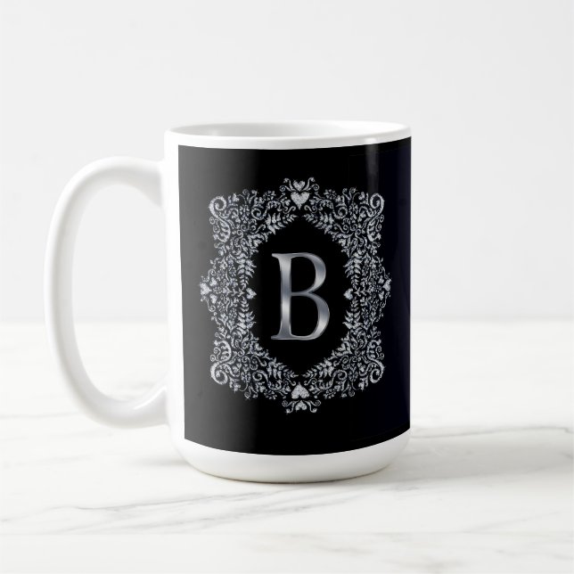 Eleganter Verzierter Rahmen Initial B Kaffeetasse (Links)